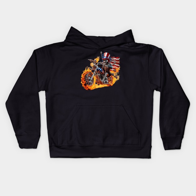 Patriot Skeleton Rider by focusln Kids Hoodie by Darn Doggie Club by focusln